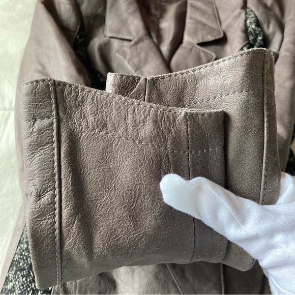 DROMe | Leather Blazer Jacket / Wool Contrast / Col Taupe-Felt / Sz Small / NWT! - Picture 9 of 12